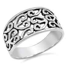 Load image into Gallery viewer, Sterling Silver Fancy Multiple Heart Wide Band Ring with Face Height of 11MM