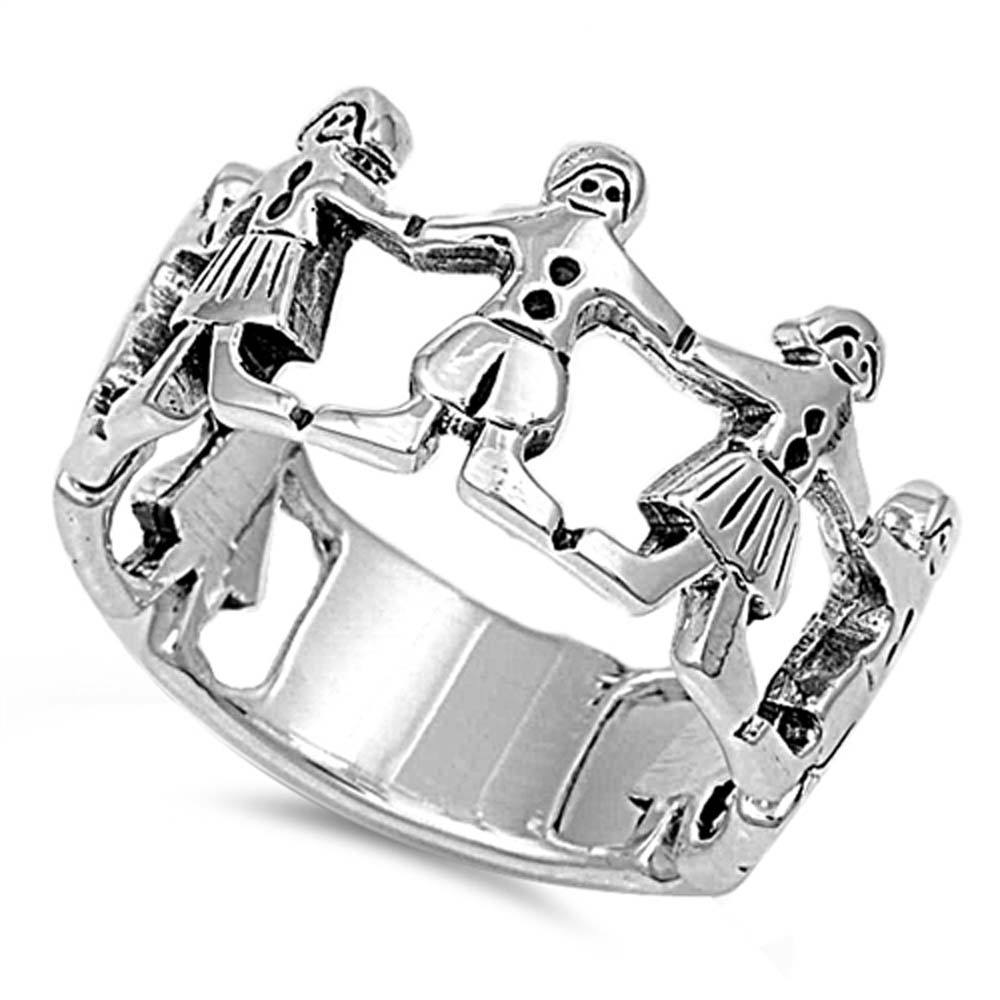 Sterling Silver Children Shaped Plain RingsAnd Face Height 11mm