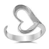 Sterling Silver Fancy Band Open Cut Heart Ring with Face Height of 15MM