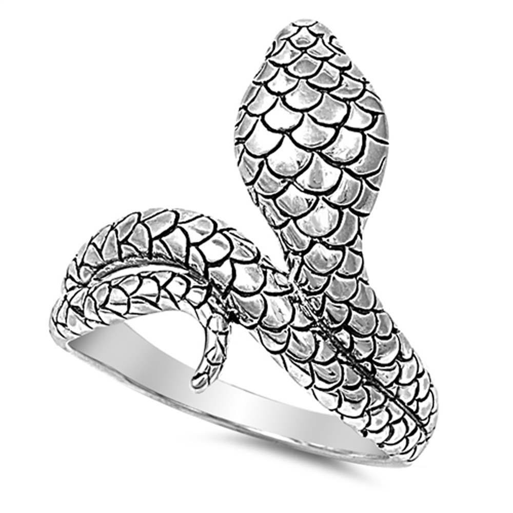 Sterling Silver Fancy Snake Ring with Face Height of 21MM