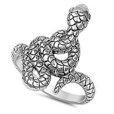 Sterling Silver Snake Shaped Plain RingsAnd Face Height 22mmAnd Band Width 2mm