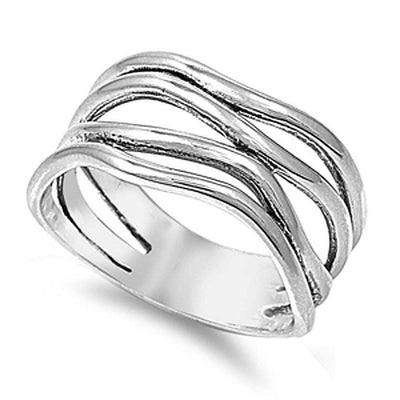 Sterling Silver Fancy Band Ring with Face Height of 11MM