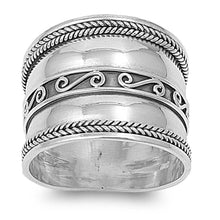 Load image into Gallery viewer, Sterling Silver Bali Spiral and Rope Edge Design Wide Band RingAnd Face Height of 18MM