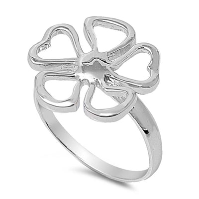 Sterling Silver Trendy Plumeria Ring with Face Height of 17MM