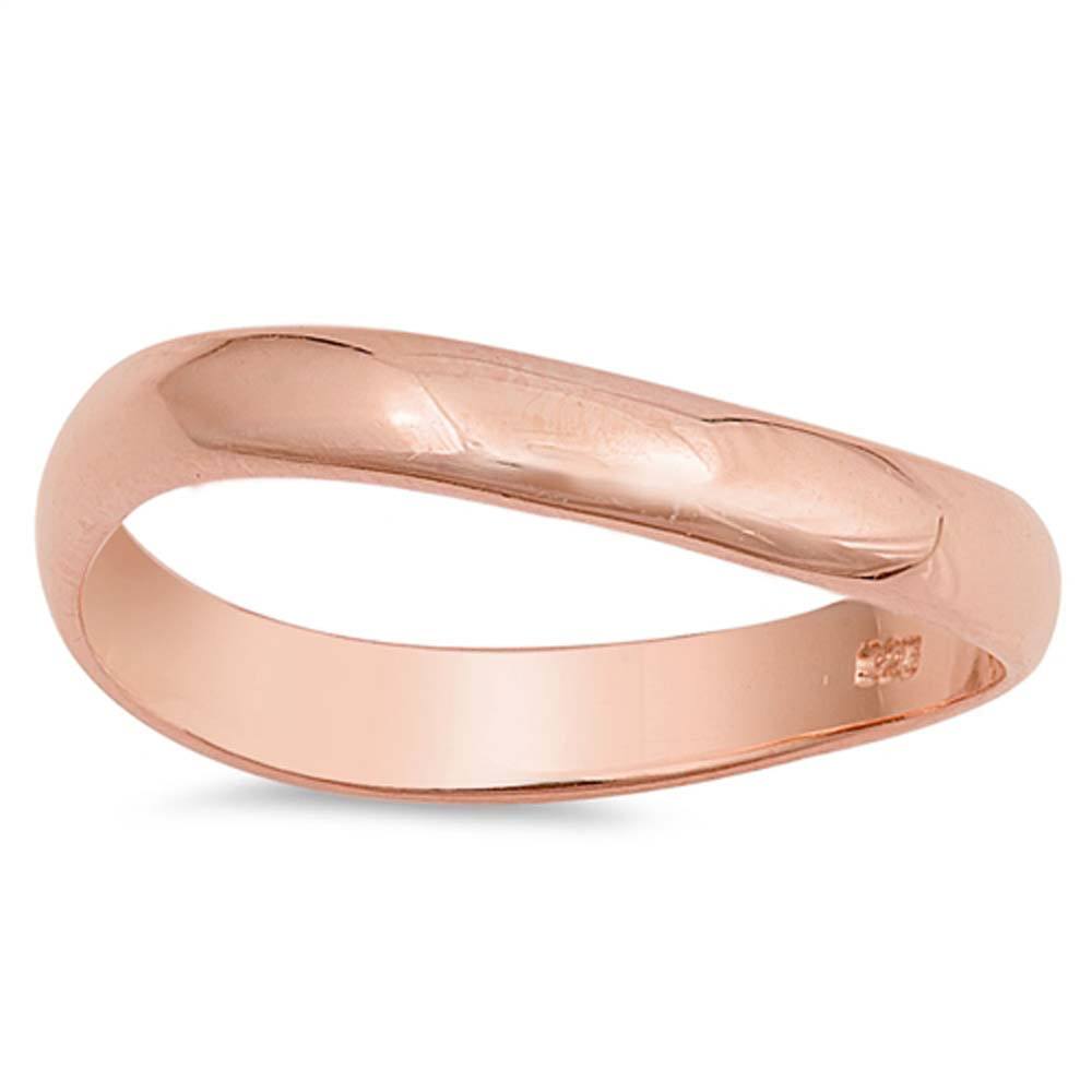 Sterling Silver Rose Gold Plated Thumb Ring Shaped Plain RingsAnd Face Height 3mm