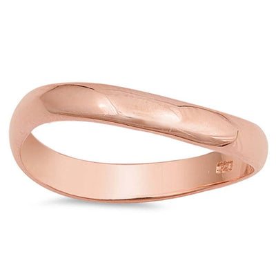 Sterling Silver Rose Gold Plated Thumb Ring Shaped Plain RingsAnd Face Height 3mm
