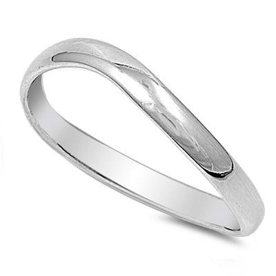 Sterling Silver Plain Slightly Curved Band Ring with Face Height of 3MM