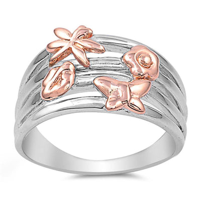 Sterling Silver Tri Tone Shaped Plain RingsAnd Face Height 12mmAnd Band Width 3mm