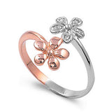 Sterling Silver Trendy Plumeria Two Tone with Gold Plated RingAnd Face Height of 16MM