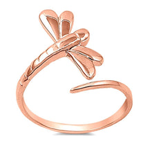 Load image into Gallery viewer, Sterling Silver Rose Gold Plated Dragonfly Shaped Plain Rings and Face Height 19mm