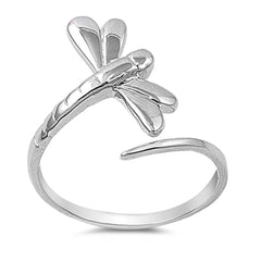 Sterling Silver Stylish Dragonfly Ring with Face Height of 19MM