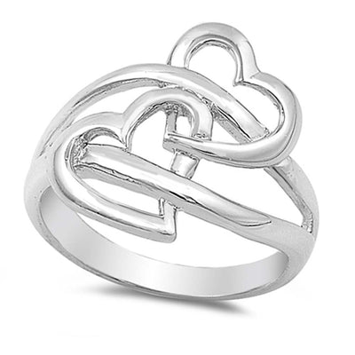 Sterling Silver Fancy Twin Heart  with Face Height of 18MM
