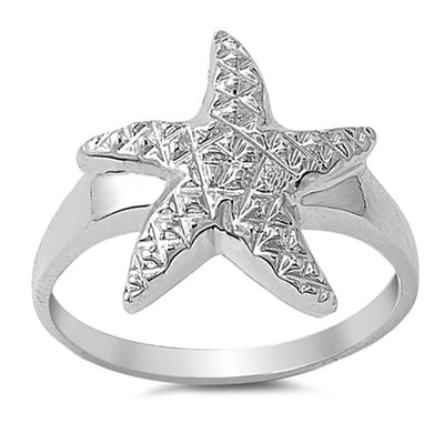 Sterling Silver Trendy Starfish with PatternAnd Face Height of 12MM
