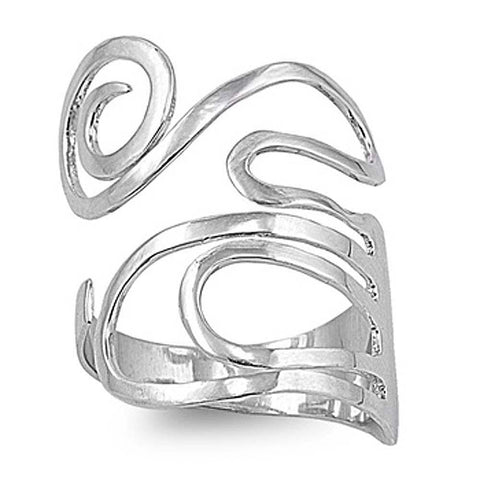 Sterling Silver Swirl Shaped Plain RingsAnd Face Height 38mm