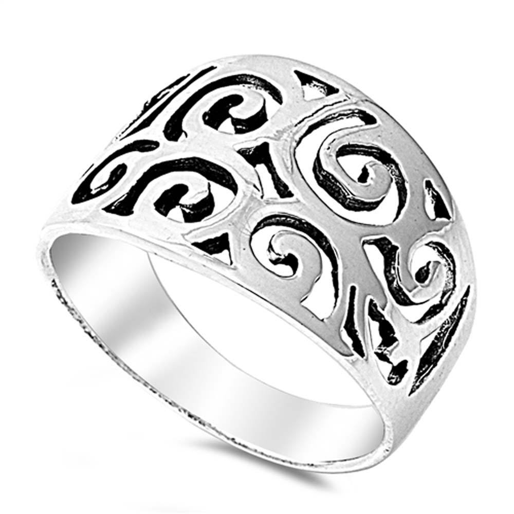 Sterling Silver Modish Multi Spiral Wide Band with Face Height of 15MM