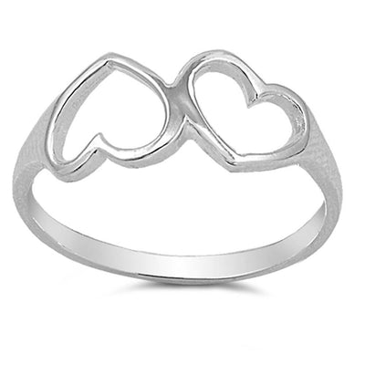 Sterling Silver Plain Open Cut Heart Upside Down Ring with Face Height of 8MM