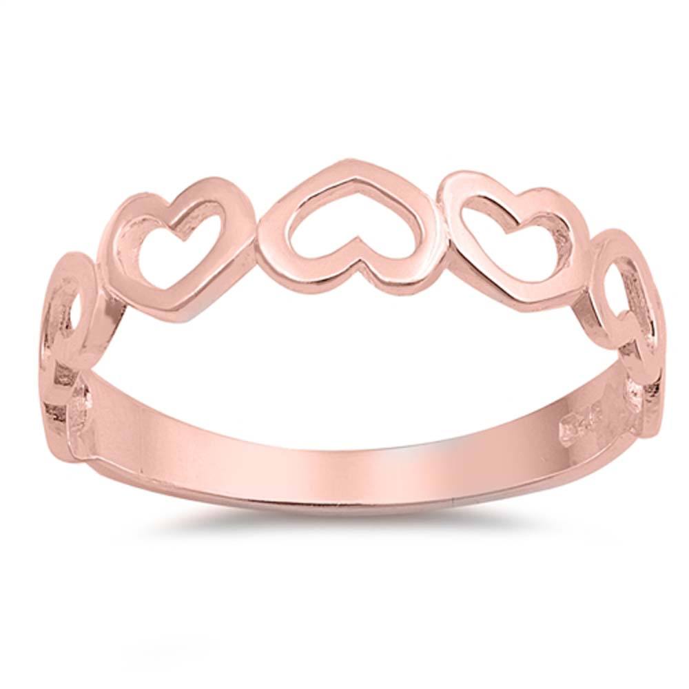 Sterling Silver Rose Gold Plated Alternate Multiple Upside Down Ring with Face Height of 4 MM