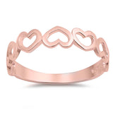 Sterling Silver Rose Gold Plated Alternate Multiple Upside Down Ring with Face Height of 4 MM