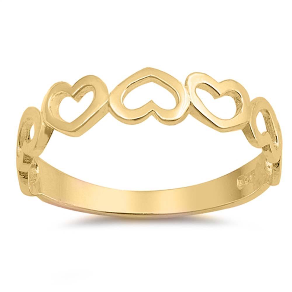 Sterling Silver Yellow Gold Plated Alternate Multiple Upside Down Ring with Face Height of 4 MM