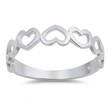 Load image into Gallery viewer, Sterling Silver Fancy Alternate Multiple Heart Upside Down Ring with Face Height of 4MM