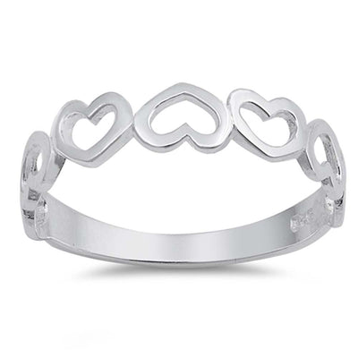 Sterling Silver Fancy Alternate Multiple Heart Upside Down Ring with Face Height of 4MM