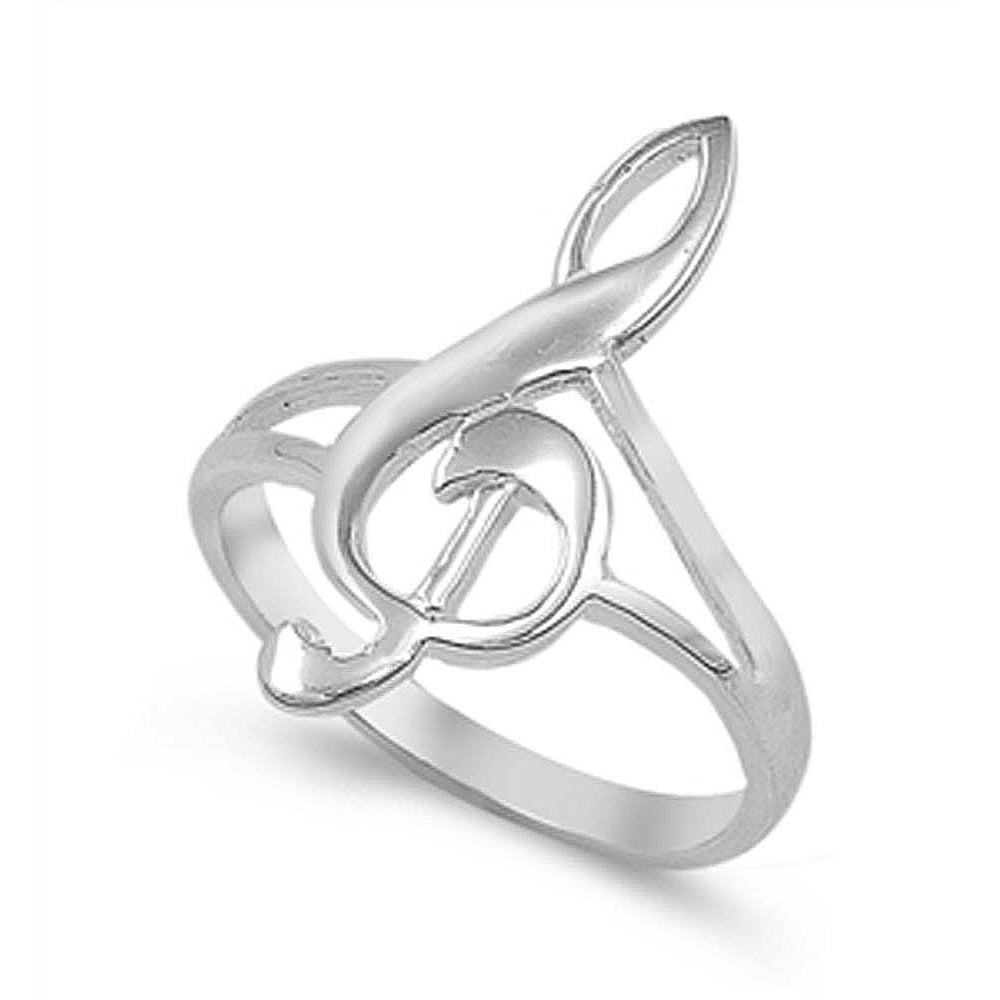 Sterling Silver Trendy Music Note Ring with Face Heigt of 24MM