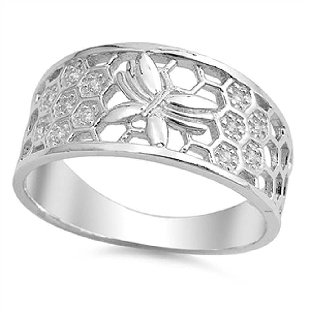 Sterling Silver Butterfly Shaped Plain RingsAnd Face Height 9mmAnd Band Width 3mm