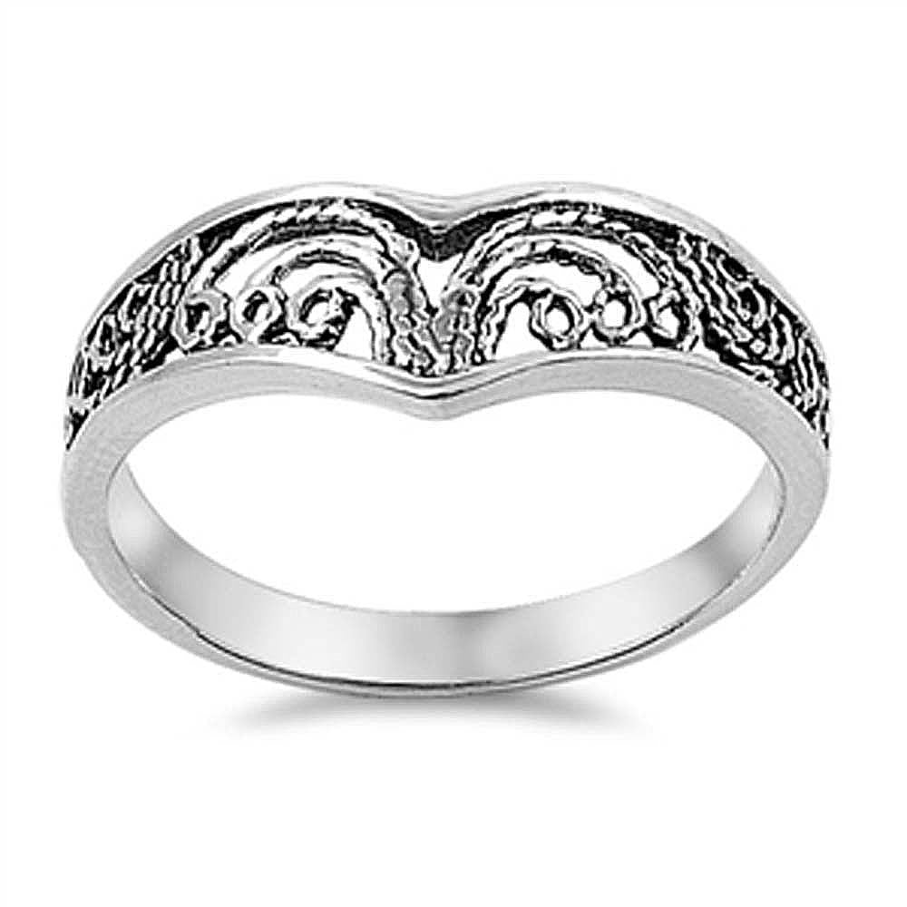 Sterling Silver Elegant Filigree Ring with Face Height of 8MM