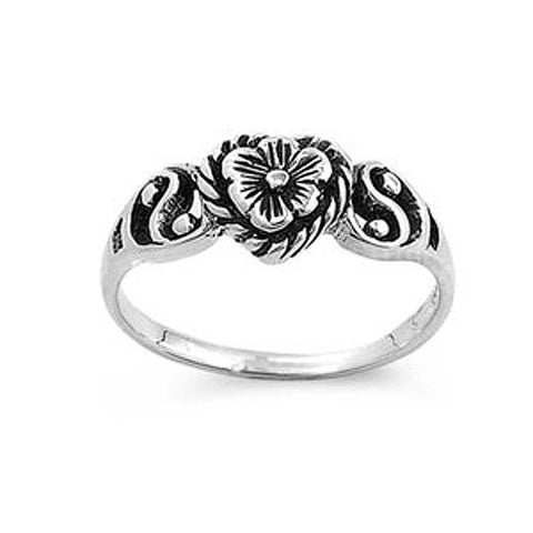 Sterling Silver Modish Fancy Heart and Plumeria with Face Height of 8MM