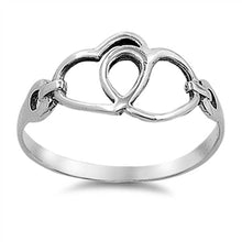 Load image into Gallery viewer, Sterling Silver Fashion Double Heart Ring with Face Height of 9MM