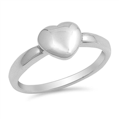 Sterling Silver Plain Heart with Face Height of 8MM