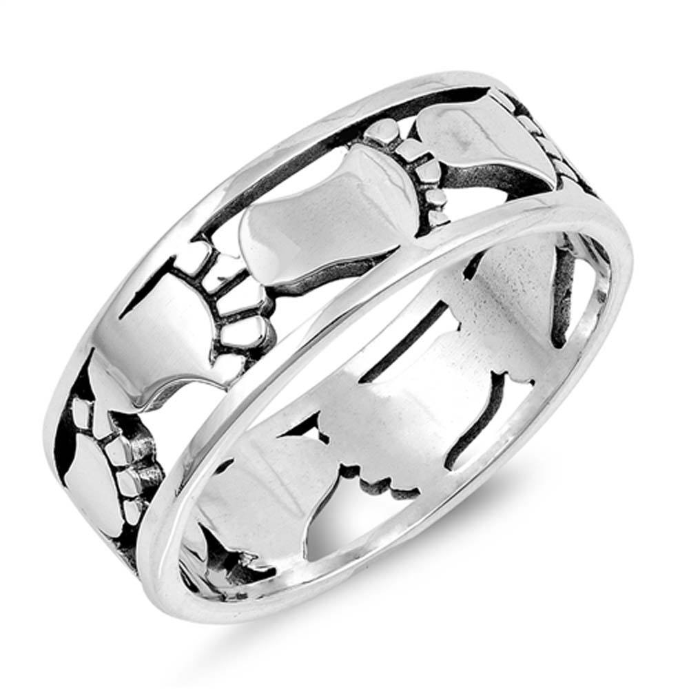 Sterling Silver Feet Shaped Plain RingsAnd Face Height 7mm