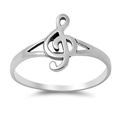 Sterling Silver Modish Music Note Ring with Face Height of 12MM