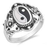 Sterling Silver Yin And Yang Shaped Plain RingsAnd Face Height 18mmAnd Band Width 2mm