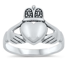 Load image into Gallery viewer, Sterling Silver Elegant Claddagh Ring with Face Height of 15MM