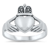 Sterling Silver Elegant Claddagh Ring with Face Height of 15MM
