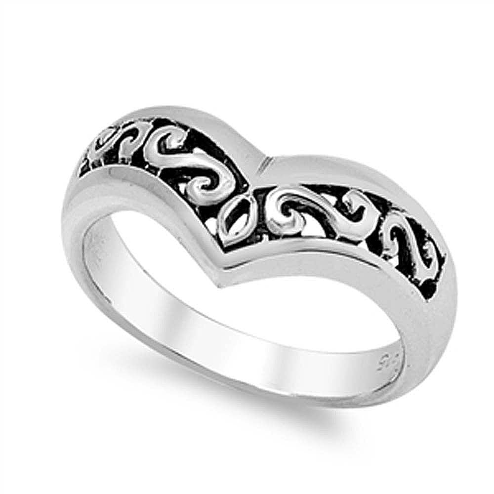 Sterling Silver Fancy Cut and Stylish Design Band with Face Height of 10MM