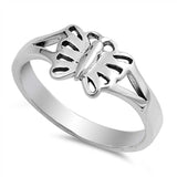 Sterling Silver Fancy Butterfly Ring with Face Height of 7MM