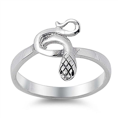 Sterling Silver Stylish Snake Ring with Face Height of 14MM