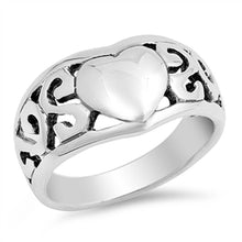 Load image into Gallery viewer, Sterling Silver Heart Shaped Plain RingsAnd Face Height 11mmAnd Weight 6grams