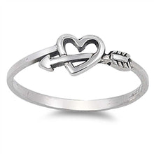 Load image into Gallery viewer, Sterling Silver Stylish Heart with Arrow Ring with Face Height of 6MM