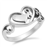 Sterling Silver Fancy Artistic Heart Design with Face Height of 9MM