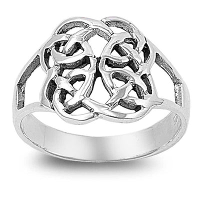 Sterling Silver Celtic Butterfly Knot Ring with Face Height of 13MM