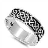 Sterling Silver Celtic Shaped Plain RingsAnd Face Height 7mmAnd Band Width 7mm