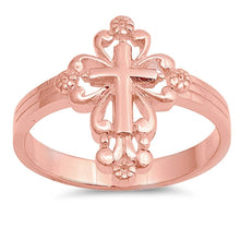 Load image into Gallery viewer, Sterling Silver Rose Gold Plated Cross Shaped Plain RingsAnd Face Height 17mm