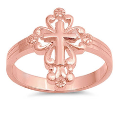 Sterling Silver Rose Gold Plated Cross Shaped Plain RingsAnd Face Height 17mm
