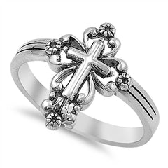Sterling Silver Modish Cross Ring with Face Height of 17MM