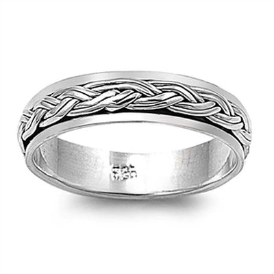 Sterling Silver Spinner Shaped Plain RingsAnd Band Width 5mm