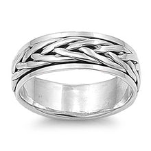 Load image into Gallery viewer, Sterling Silver Spinner Shaped Plain RingsAnd Face Height 7mmAnd Band Width 7mm