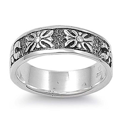 Sterling Silver Fleur De Lise Shaped Plain RingsAnd Face Height 7mmAnd Band Width 7mm